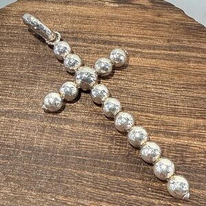 925, Jai John Hardy Hammered Bead Cross Enhancer Pendant